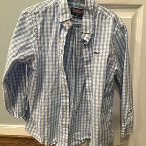 Vineyard Vines Light Blue and White Gingham Button-Down Shirt